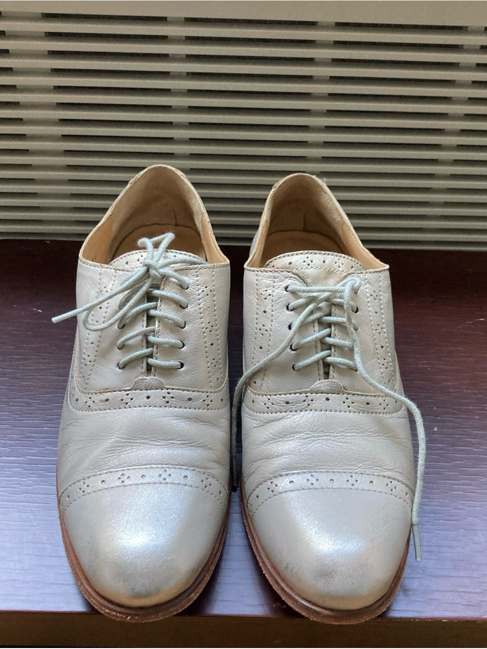 Cole Haan Women's Silver Leather Wingtip Oxfords